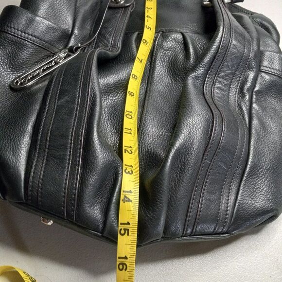 b. makowsky Black Leather Large Shoulder/Hobo bag Cottagecore Granny Chic - Picture 6 of 13